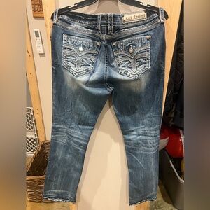 Rock Revival Blue Jeans with White Stitching